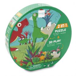 SCRATCH CASSE-TÊTE 36 PIÈCES ET JEU 3D - DINOSAURES